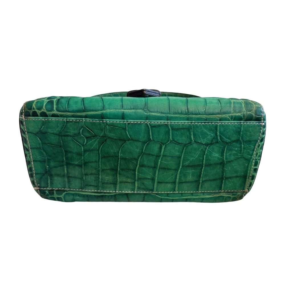 Vintage Y2K Dooney and Bourke Purse Green Croc Baguette Shoulder Bag Buckle - Picture 9 of 14
